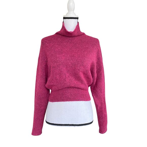 Wilfred Lorin Sweater Funnel Neck Long Dolman Sleeves Sz S Magenta Aritzia - Picture 1 of 12